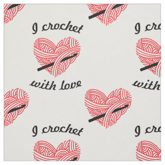 Tissu "I Crochet with Love" Coeur de fils avec crochet d