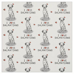 Tissu I Love Dalmatians (noir 1) Coeurs mignons