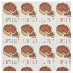 Tissu I Love Pizza Chicago Deep Dish Pepperoni Fromage