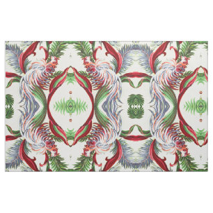 Tissu Île abstraite de Barkcloth Tiki d'oiseau vintage