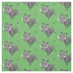 Tissu Illustration amusante d'un cochon de phacochère af