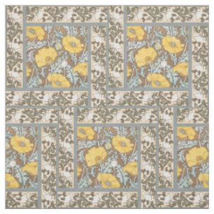 Tissu Illustration Art Nouveau Poppy Fleur Jaune