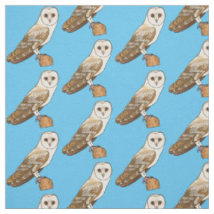 Tissu Illustration de dessin animé de la chouette grange