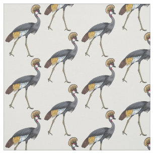 Tissu illustration de dessin animé d'oiseau grue couronn