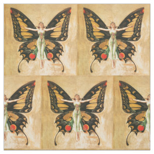 Tissu Illustration de femme volant papillon Flapper