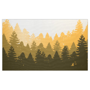 Tissu Illustration de silhouette d'arbre forestier
