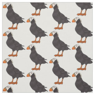 Tissu Illustration d'oiseau bouffon touffu