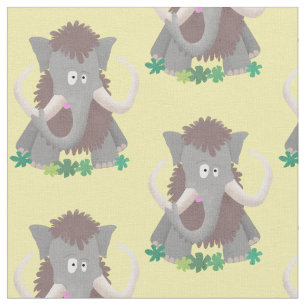Tissu Illustration drôle de mammouth laineux