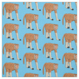 Tissu Illustration drôle de singe proboscis
