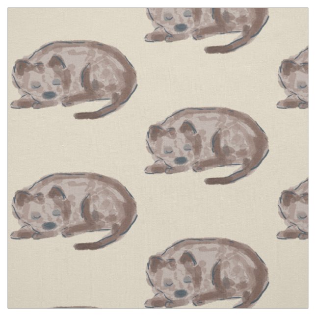 Tissu Illustration du chien endormi (Échantillon)