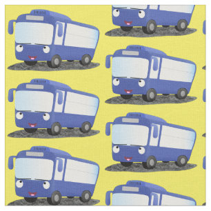 Tissu Illustration d'un bus moderne bleu mignon
