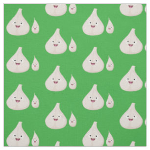 Tissu Illustration végétale de caricature à l'ail mignon