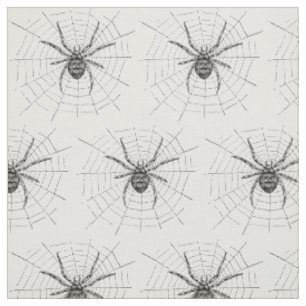 Tissu Illustration vintage d'araignée en noir et blanc