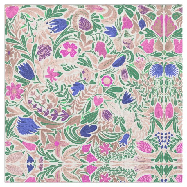 Tissu Illustrations de feuille florale Rose colorée (Fermer)