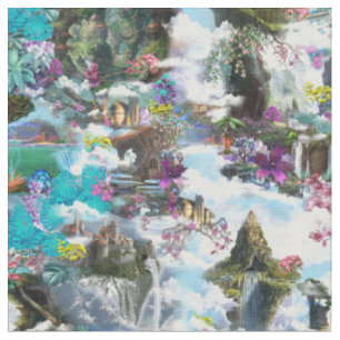 Tissu Imaginaire Autres mondes dans les nuages