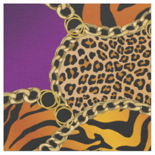 Tissu Impression d'animaux baroque moderne avec des chaî