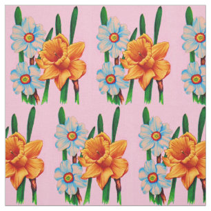Tissu impression de narcisse floral