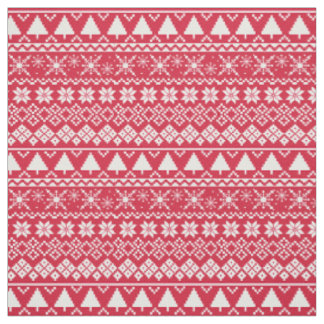 Tissu Impression de pull de vacances d'hiver Rouge