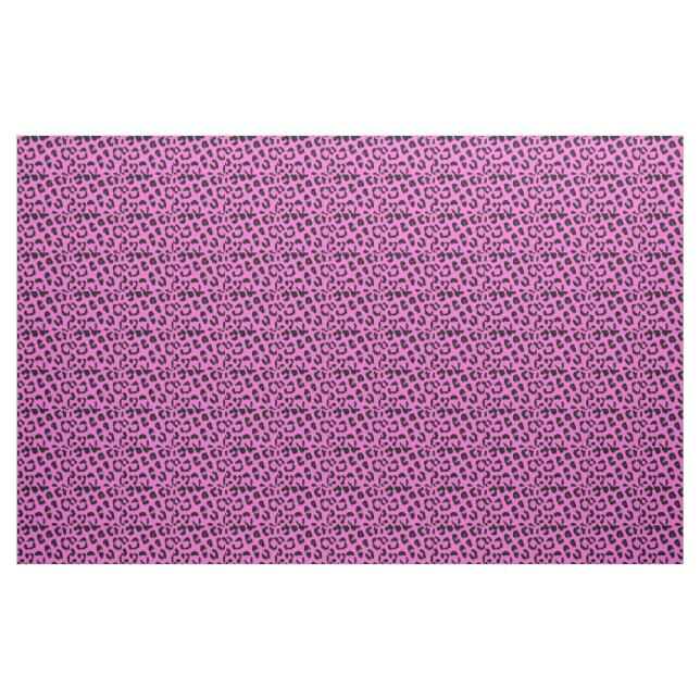 Tissu Impression léopard noir et rose (Yard)