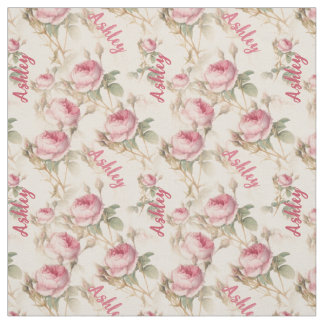 Tissu Imprimé chic personnalisé de rose corail avec nom