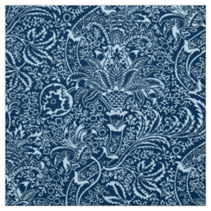 Tissu Indien de William Morris, indigo et bleu de ciel