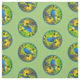 Tissu Indigo Bunting sur la peinture de clôture Oiseaux