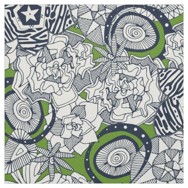 Tissu indigo vert succulent (Échantillon)