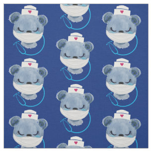 Tissu Infirmière de l'ours mignonne portant un Motif de 
