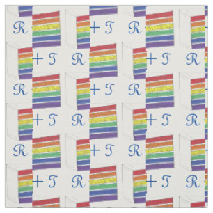 Tissu Initiales personnalisées Rainbow Mariage Cake Prid