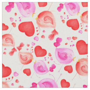 Tissu Inséparables art mignon whimiscal motif répétitif