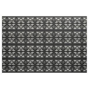 Tissu Inspiré primitif noir et blanc >Tissu de coton