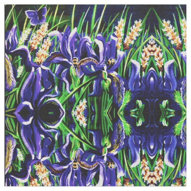 Tissu Iris et abeilles (Fermer)
