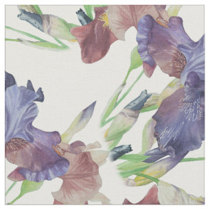 Tissu Iris mauve imprimé, fleurs d'été