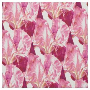 Tissu Iris rose rouge peignant le motif botanique d'art