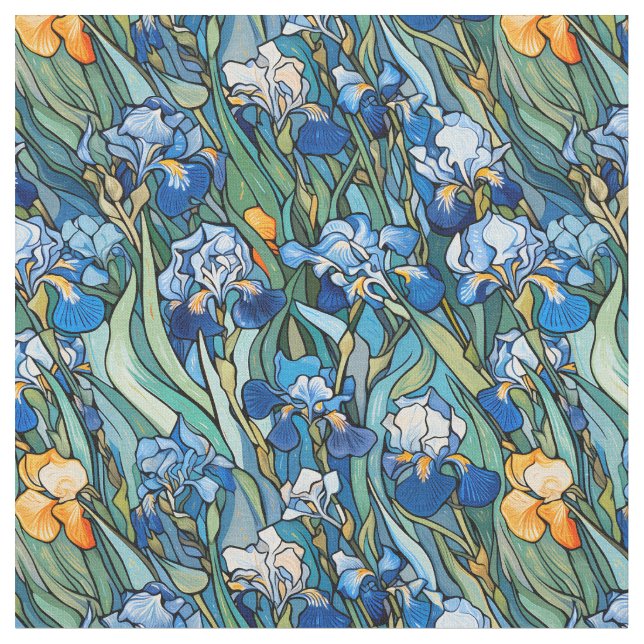 Tissu Irises Bleues Artistiques (Fermer)