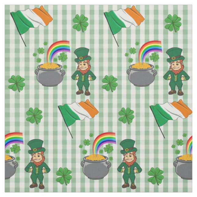 Tissu Irlandais Leprechaun Rainbow Pot Of Gold Fun Drape (Échantillon)