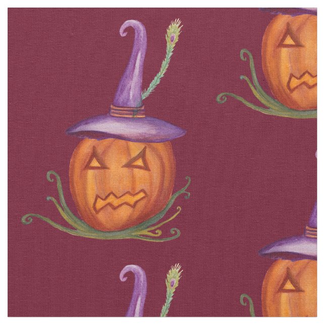 Tissu Jack-O-Lantern Fabric Casquette de sorcière (Fermer)