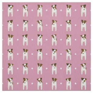 Tissu Jack Russell Terriers pin point poussiéreux rose n