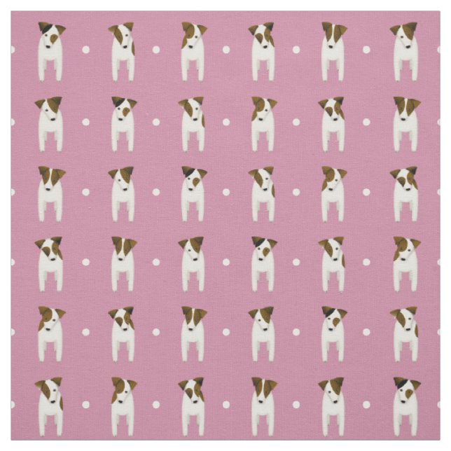 Tissu Jack Russell Terriers pin point poussiéreux rose n (Échantillon)