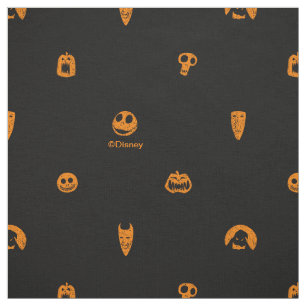 Tissu Jack Skellington Black & Orange Polka Motif