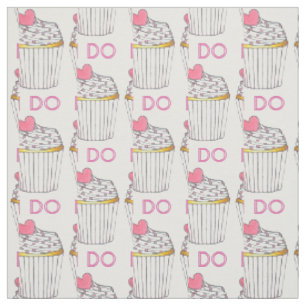 Tissu J'AI Pink White Heart Cupcake Mariage Cake Love