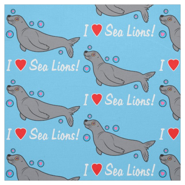 Tissu J'aime des otaries ! (Échantillon)