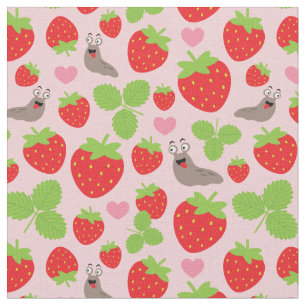 Tissu J'aime les fraises Motif sans couture