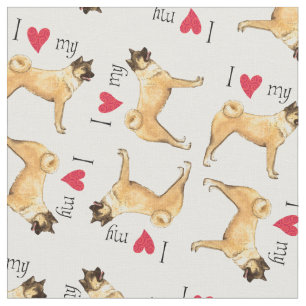 Tissu J'aime mon Akita