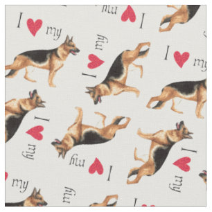 Tissu J'aime mon berger allemand