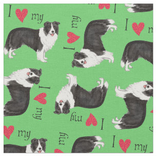Tissu J'aime mon border collie