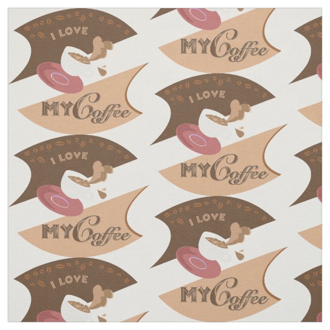 Tissu J'aime mon café Retro Java (Échantillon)