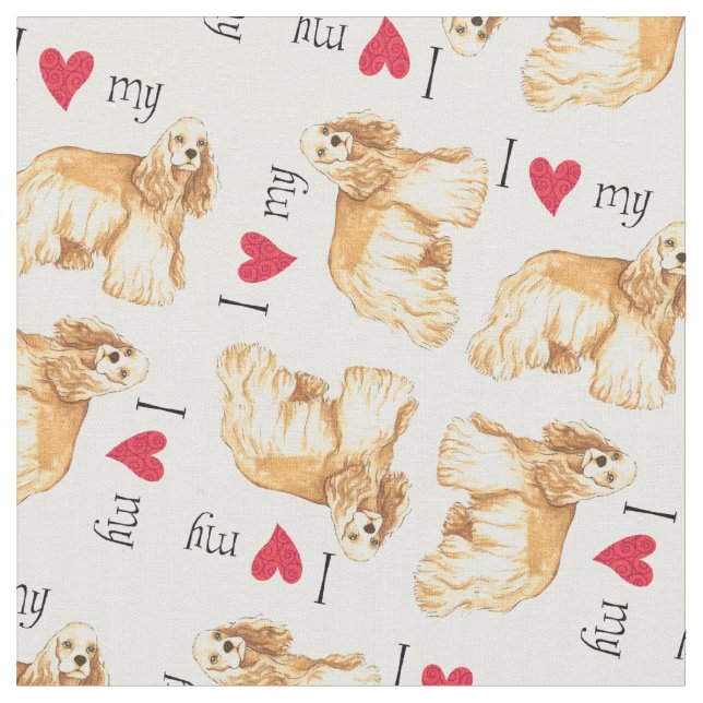 Tissu J'aime mon cocker (Fermer)
