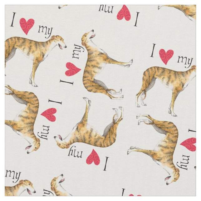 Tissu J'aime mon Greyhound (Fermer)
