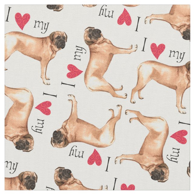 Tissu J'aime mon mastiff (Fermer)
